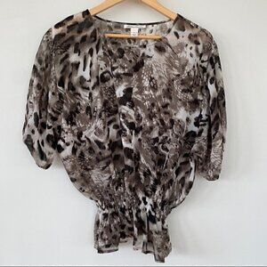 Kenneth Cole animal print top, popover style, sheer,  loose fitting